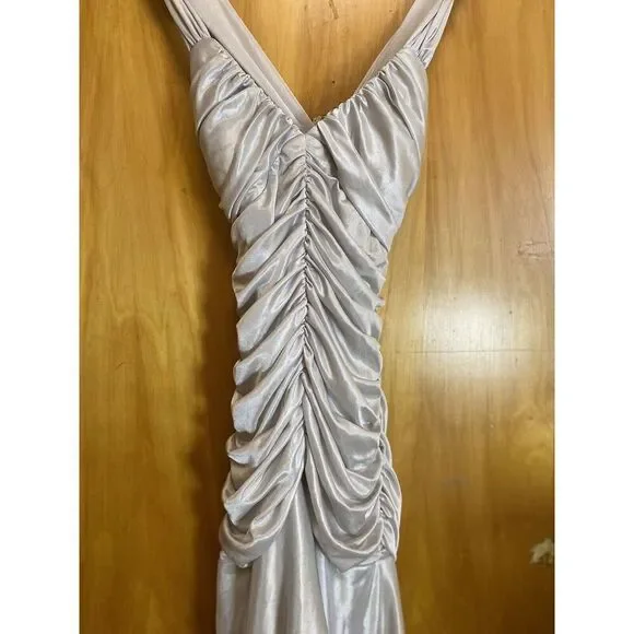 Narianna Ruffle Silver Metallic out back mini dress size Small S - Picture 11 of 11